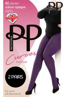 Pretty Polly Black 60 Denier Curves Plush Opaque Tights Two Pair Pack (C44180) | €28