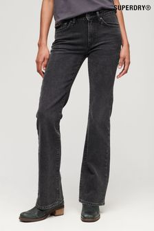 Superdry Black Mid Rise Slim Flare Jeans (C44194) | $107