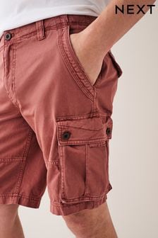 Red Washed Cotton Cargo Shorts (C44303) | 72 zł