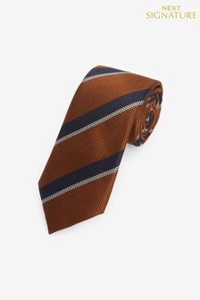 Rust Brown Stripe Regular Signature Tie (C44320) | 631 UAH
