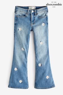 Abercrombie & Fitch Blue Floral Embroidered High Rise Flare Jeans (C44512) | $104