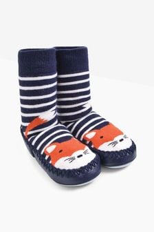 JoJo Maman Bébé Fox Moccasin Slipper Socks (C44571) | 80 SAR