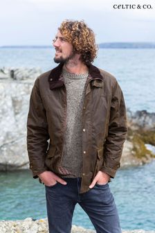 Celtic & Co. Mens Waxed Cotton Brown Jacket (C44636) | ₪ 1,252