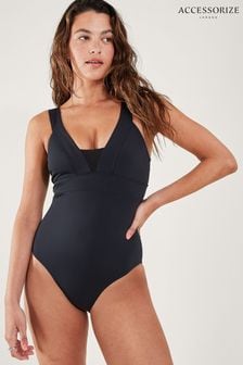 Accessorize Black Mesh Shaping Lexi Swimsuit (C44704) | ₪ 201