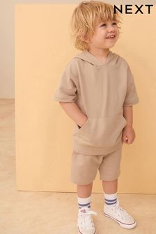 Tan Brown Short Sleeve Hoodie and Short Set (3mths-7yrs) (C44801) | TRY 368 - TRY 460