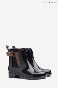 Tommy Hilfiger Patent Black Buckled Boots (C44840) | 44 BD