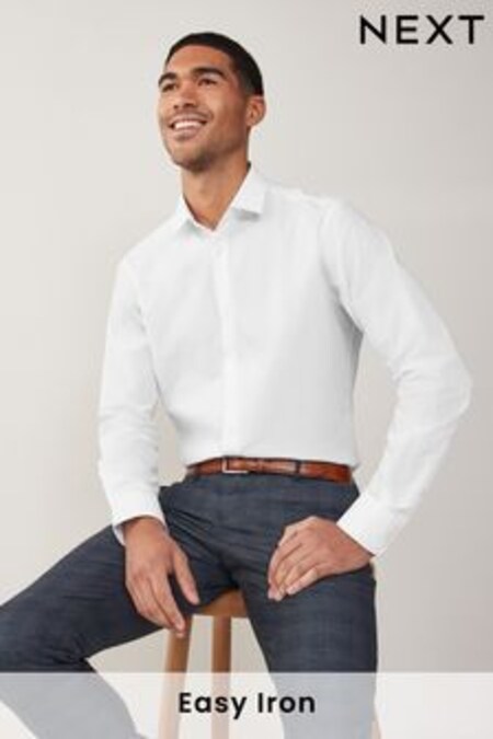 Blanco - puños sencillos de corte estándar - Camisa de cuidado fácil (C44863) | 19 €