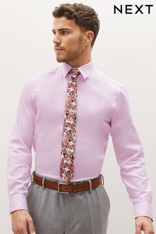 Pink/Orange Floral Shirt, Tie, Pocket Square And Lapel Pin Pack (C44873) | €18