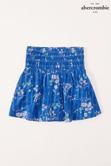 Abercrombie & Fitch Blue Embroidered Floral Skirt