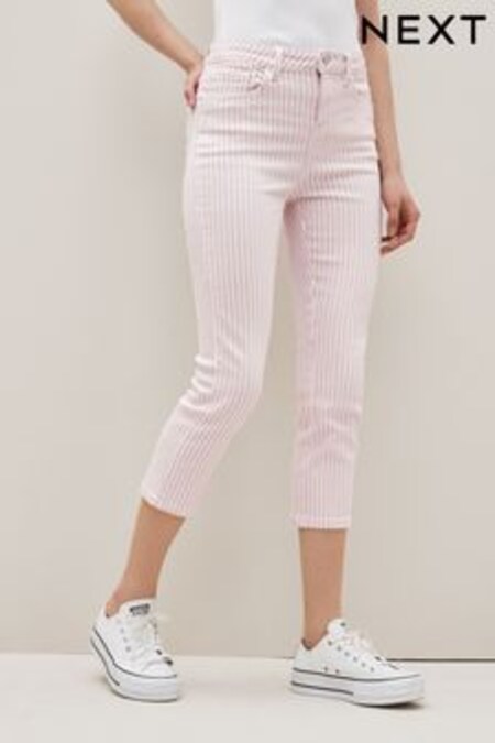 Pink Stripe Cropped Slim Jeans (C45248) | $38