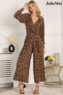 Jolie Moi Gael Long Sleeve Brown Jumpsuit (C45479) | 53 €