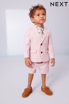  (C45485) | HK$384 - HK$436 粉色 - 西裝外套和短褲及花朵圖案襯衫套裝 (3個月至9歲)