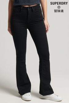 Superdry Black Organic Cotton Studios High Rise Flare Jeans (C45492) | $91