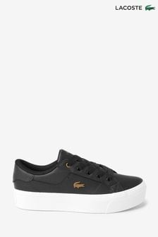 Lacoste Womens Black/White Ziane Platform Leather Trainers (C45550) | €127