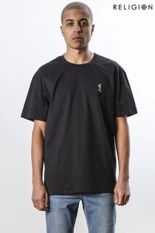 Religion Black Relaxed Fit Crew Neck T-Shirt (C45579) | €43