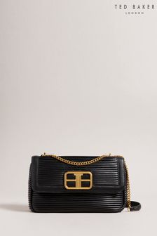 Ted Baker Pyahlo Statement T Plisse Cross-Body Black Bag (C45612) | AED1,165