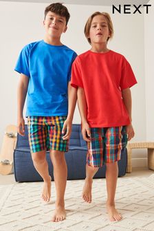 Brillante - Pack de 2 pijamas cortos de cuadros (3-16 años) (C45632) | 23 € - 38 €