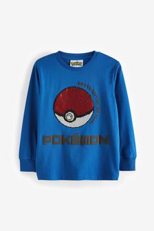 Cobalt Blue Pokemon Long Sleeve Flippy Sequin License T-Shirt (4-14yrs) (C45793) | €13 - €18