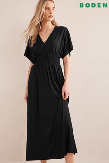 Boden Black Smock Waist Jersey Maxi Dress (C45809) | €60