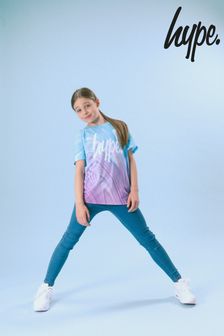 Hype. Girls Teal Blue Marbel Script T-Shirt (C45813) | $46