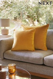 Dark Ochre Yellow Square Matte Velvet Cushion (C45920) | ₪ 23