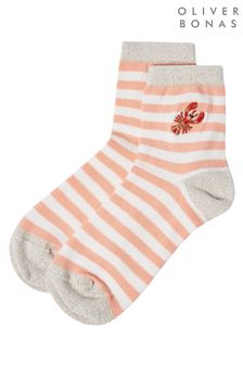 Oliver Bonas Orange Lobster Stripe Ankle Socks (C46108) | €9