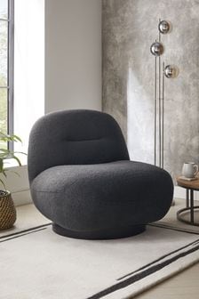Soft Cosy Boucle Black Otis Swivel Accent Chair (C46425) | €490
