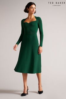 فستان متوسط الطول أخضر منسوج انسيابي Polliah من Ted Baker (C46440) | 1,065 ر.س‏