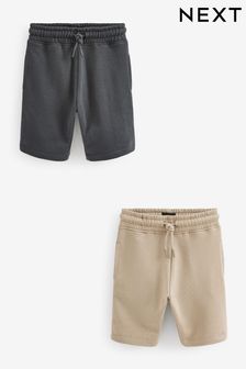Charcoal Grey/Stone Natural 2 Pack Jersey Shorts (3-16yrs) (C46495) | €11 - €20