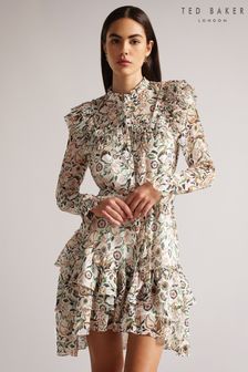 Ted Baker Cream Aishia Ruffle Detail Mini Shirt Dress (C46548) | 235 €