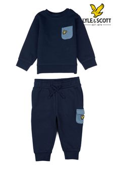 Bluză la baza gâtului cu buzunar și pantaloni sport pentru copii mici Lyle &Scott (C46559) | 301 LEI - 334 LEI