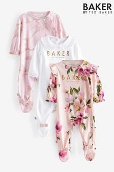 Pack de 3 pijamas tipo pelele rosas de Baker By Ted Baker (C46644) | 57 € - 61 €