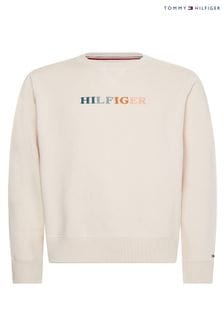 Beli pulover kontrastnih barv Tommy Hilfiger za močnejše in višje postave (C46657) | €35