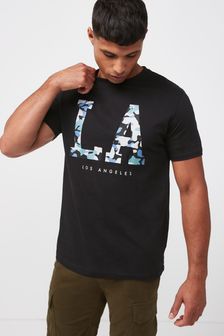 Black Camouflage Los Angeles Regular Fit Graphic T-Shirt (C46690) | ₪ 51