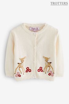 Trotters London White Little Fawn Cardigan (C46733) | $82