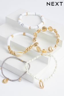 Bílá - Sada elastického náramku s třpytivými perlami (C46843) | 415 Kč