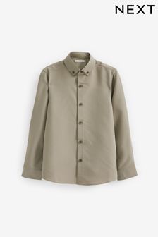 Zielony khaki - Miękka elegancka koszula z długim rękawem (3-16 lat) (C46867) | 60 zł - 78 zł