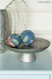 Laura Ashley Pewter Grey Winspear Leaf Embossed Round Footed Bowl (C46886) | kr1,038