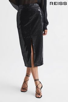 Reiss Black Dakota Sequin Pencil Skirt (C47022) | ₪ 1,152