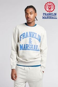 Franklin & Marshall Mens Grey Arch Letter BB Crew Top (C47052) | kr649