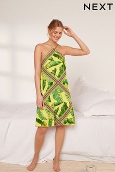 Green Tropical Leaf Printed Slip Dress (C47070) | €9