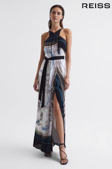 Reiss Navy Hope Jewel Print Maxi Dress (C47318) | OMR186