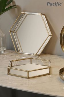 Pacific Set of 2 Gold Metal And Mirror Trays (C47321) | €108