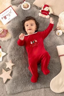 JoJo Maman Bébé Red My First Christmas Baby Sleepsuit (C47322) | TRY 782