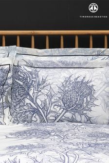 Timorous Beasties Set of 2 Blue Thistle Azure Pillowcases (C47335) | €47