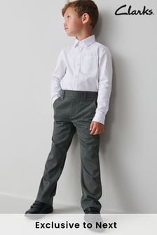 Clarks Grey Boys Pull Up School Trousers with Stretch (C47438) | $22 - $25