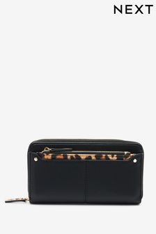 Black/Animal Large Purse With Pull-Out Zip Coin Purse (C47446) | €26.50