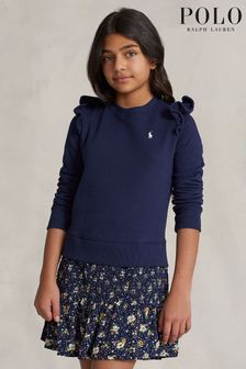 Polo Ralph Lauren Navy Blue Floral Fleece Logo Sweatshirt Dress (C47587) | €72 - €79