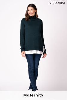 Seraphine Green Maternity Knitted Jumper With Under Shirt (C47596) | €102