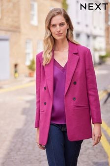 Raspberry Pink Nova Fides Wool Blend Premium Blazer Coat (C47670) | 328 zł
